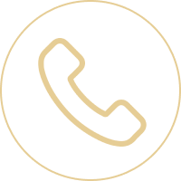 Gold phone icon in a circle on a white background, representing a call center