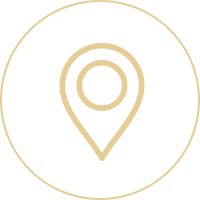 Gold map pointer icon on a white background, which is a representation of a location marker