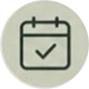 White calendar with a check mark on it, indicating that it is a reminder