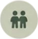 White button with a black icon of two people on it against a white background