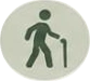 White background with a sign depicting a man walking with a cane, indicating that he is walking with the cane