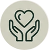 Two hands holding a heart icon, symbolizing the importance of providing care and support to those in need