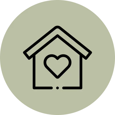 House with a heart in the center, symbolizing the importance of keeping a home safe and secure
